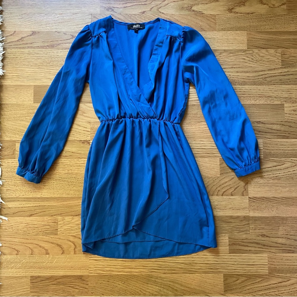 Lulu’s long puff sleeve wrap mini dress